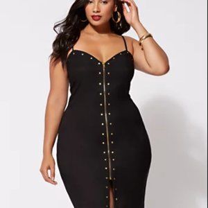 Fashion To Figure Black Bodycon zip front Dress